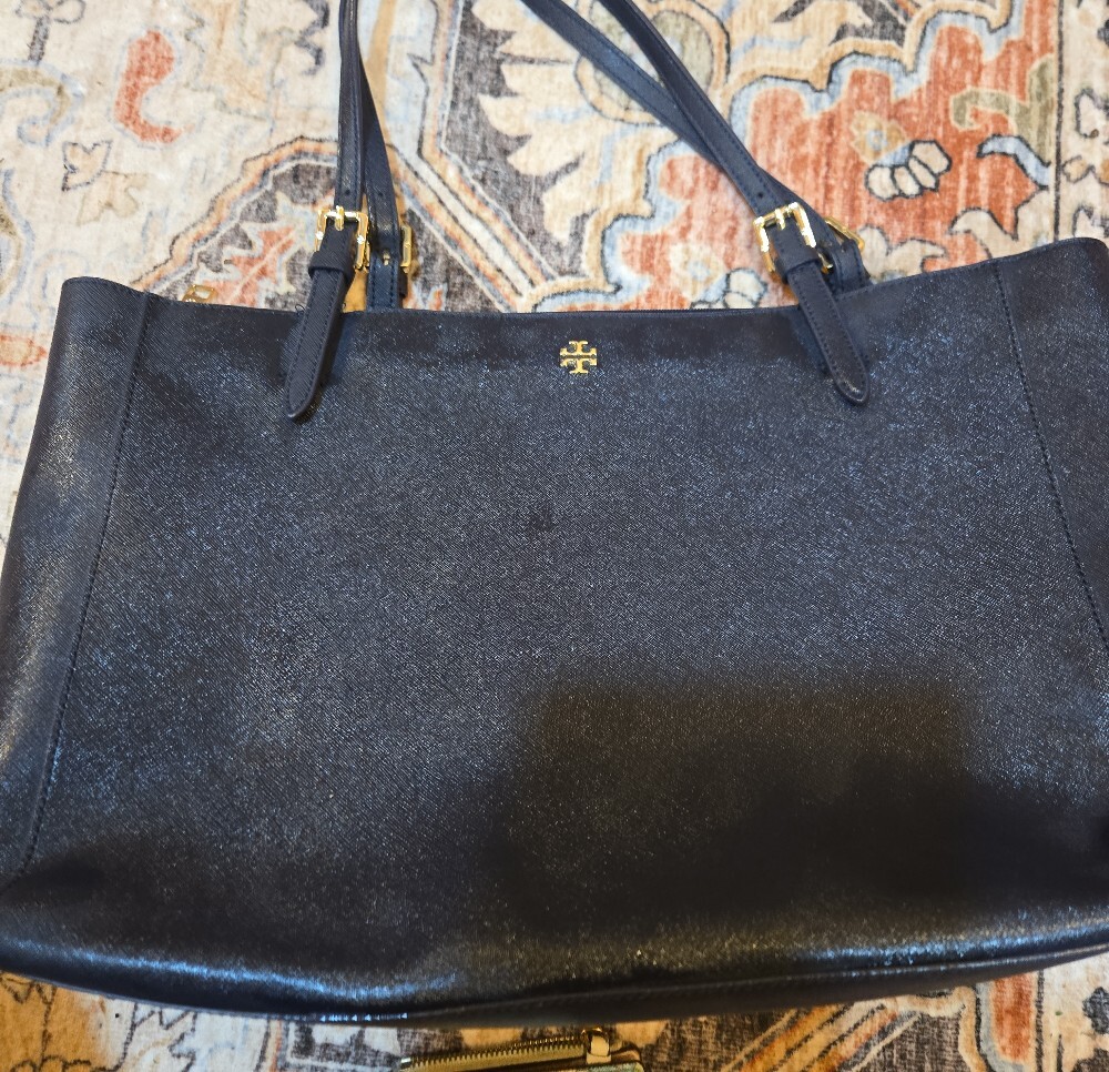 Tory Burch Black Leather Tote Bag And Wallet - Picture 3 of 12